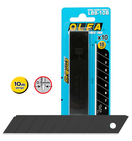 Olfa LBB-10B tördelhető penge, fekete, 18 mm, 10 db/csomag termék fő termékképe